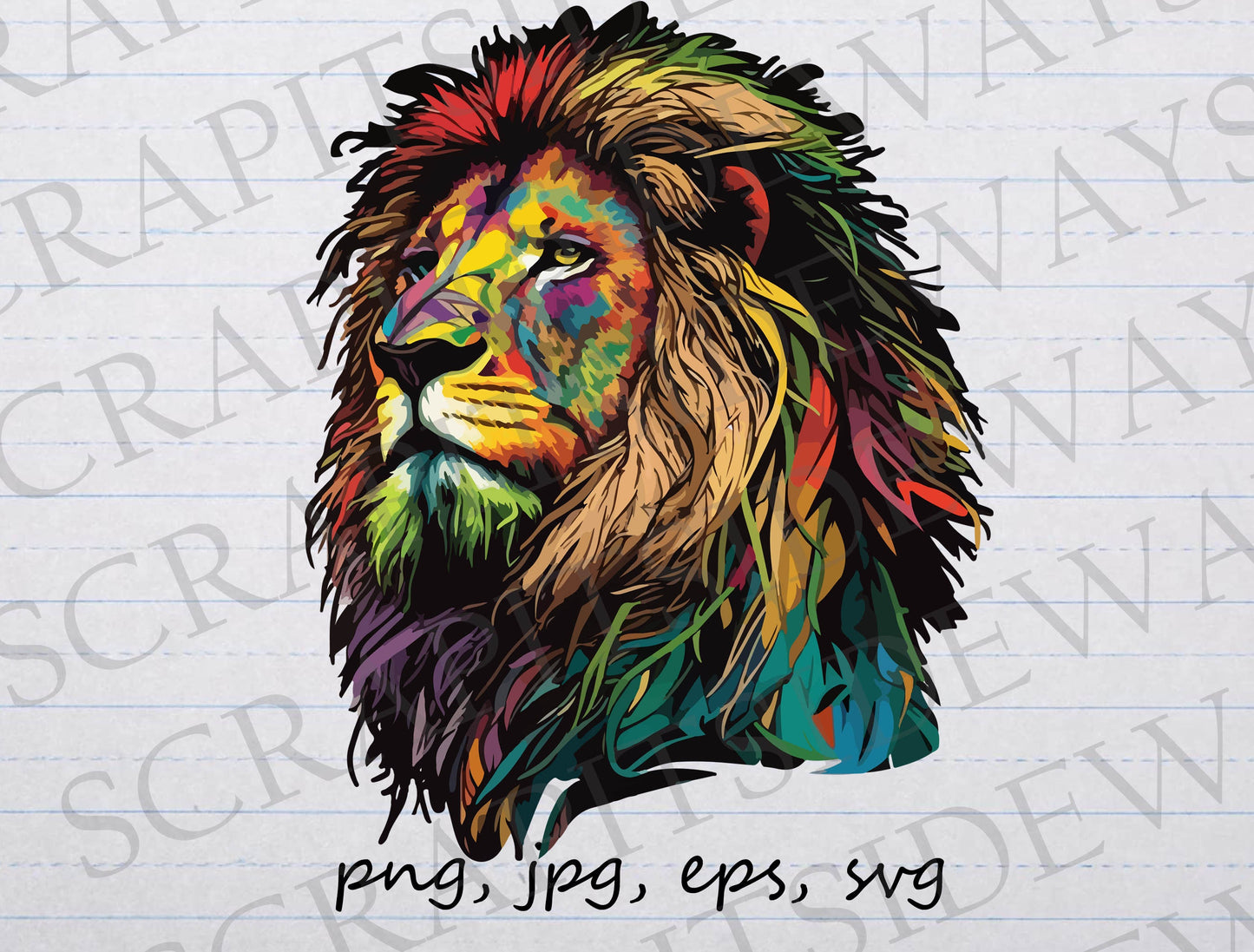 Colorful lion clipart vector graphic svg png jpg eps majestic lion safari animal