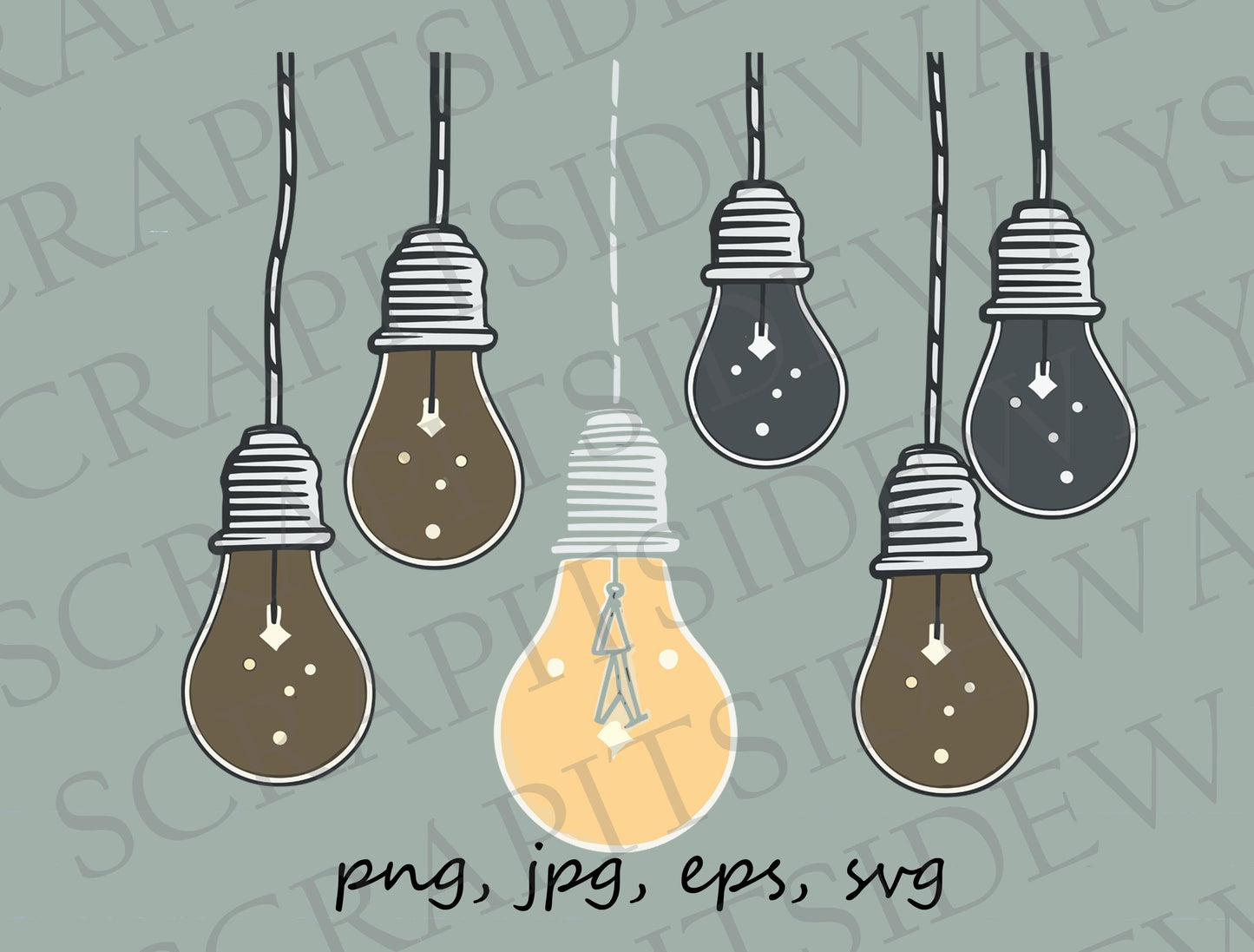 Lightbulbs clipart vector graphic svg png jpg eps sticker design t-shirt design hanging lights