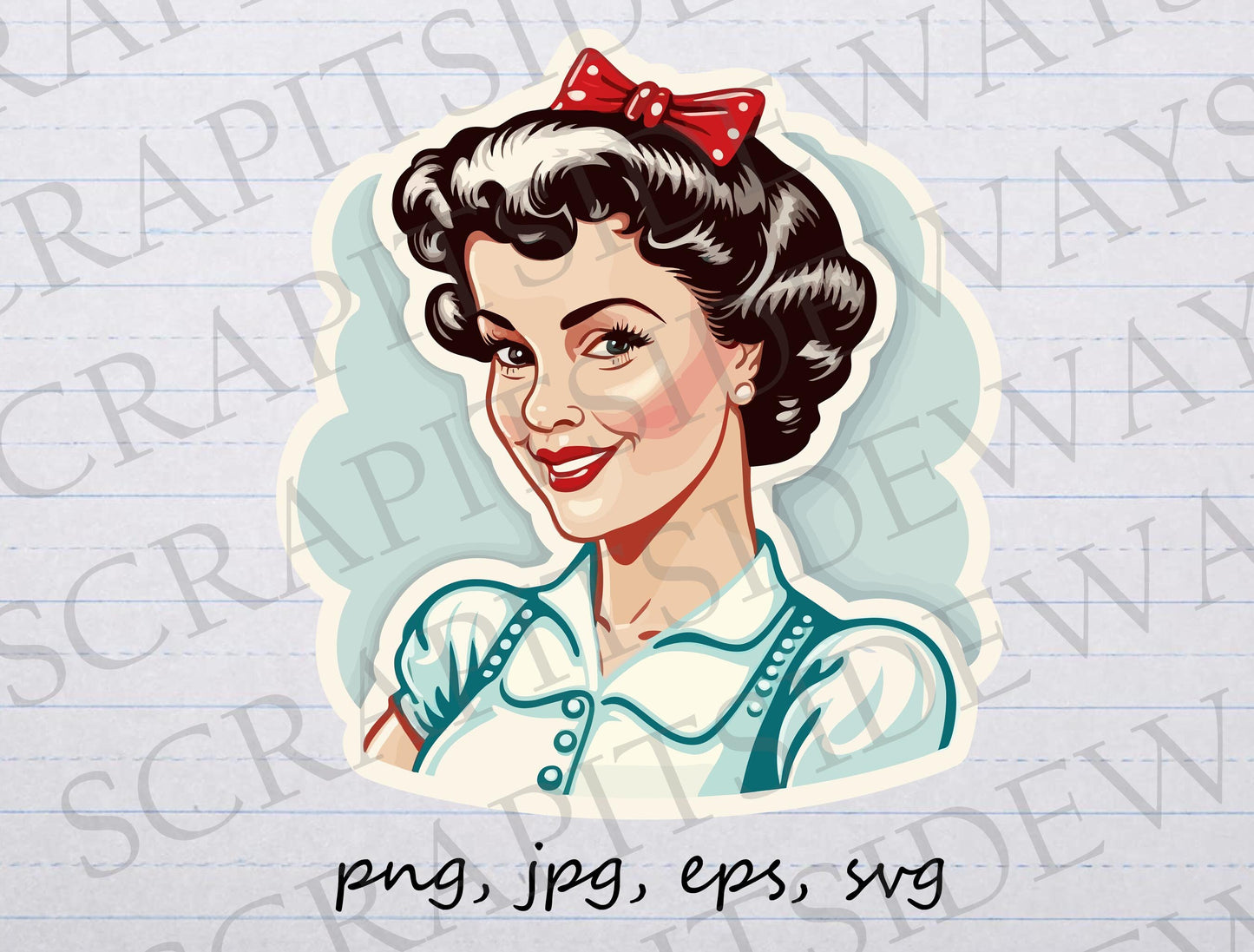 1950s woman Retro clipart vector graphic svg png jpg eps sticker design t-shirt design vintage woman house wife homemaker stay at home mom