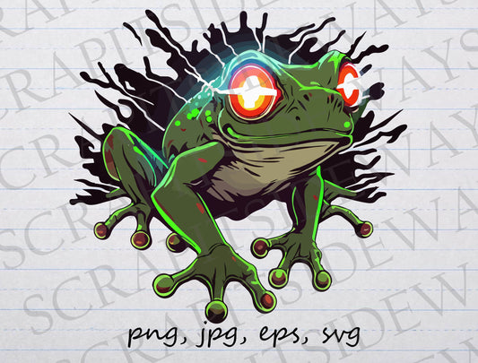 Frog with Laser Eyes clipart vector graphic svg png jpg eps laser frog toad