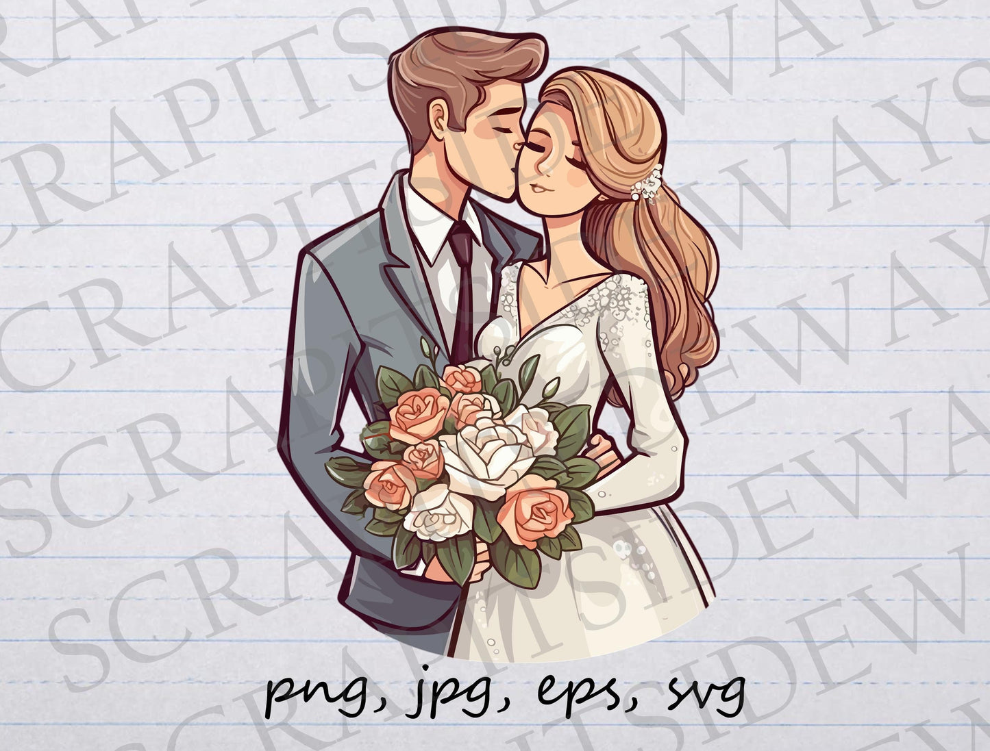 Cute bride and groom clipart vector graphic svg png jpg eps wedding marriage happy couple