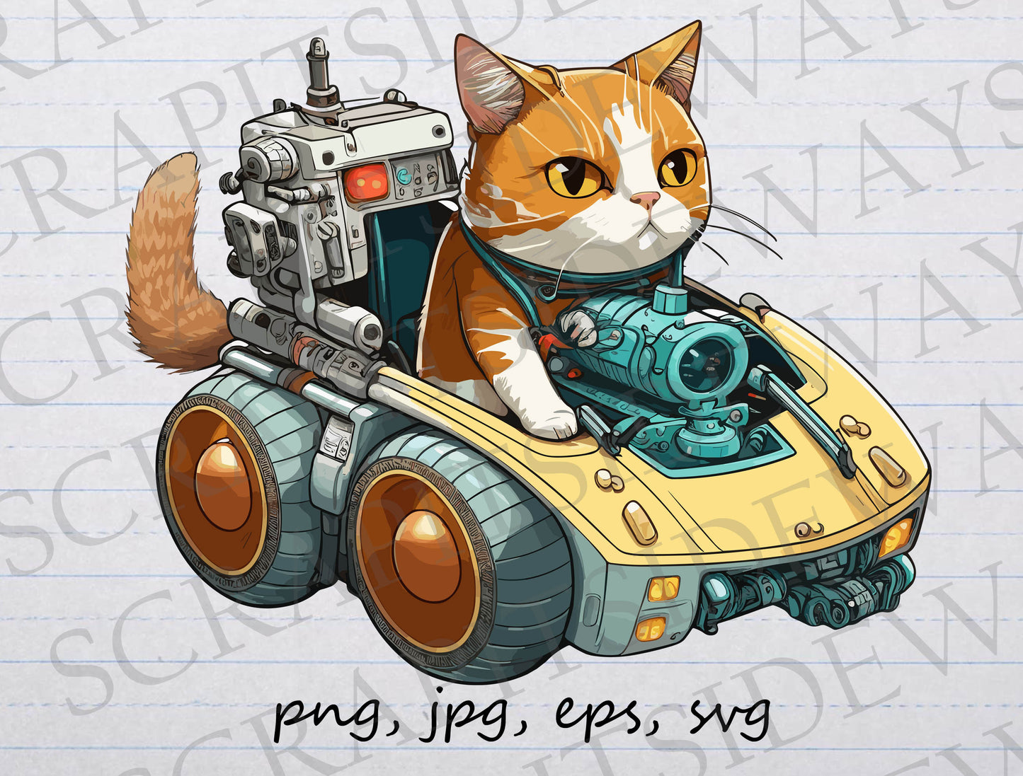 Cat war machine clipart vector graphic svg png jpg eps battle cat sci fi cat