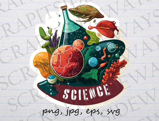 Science scene clipart vector graphic svg png jpg eps beaker cells plants biology chemistry