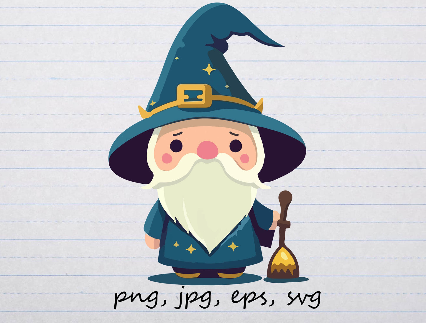 Cute Wizard clipart vector graphic svg png jpg eps magic