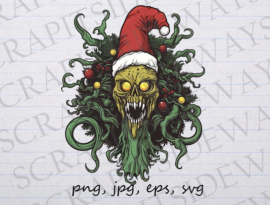 Christmas Demogorgon clipart vector graphic svg png jpg eps t-shirt design sticker design spooky xmas horror christmas scary christmas