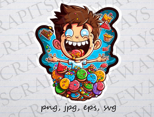 Candy Kid clipart vector graphic svg png jpg eps sugar high