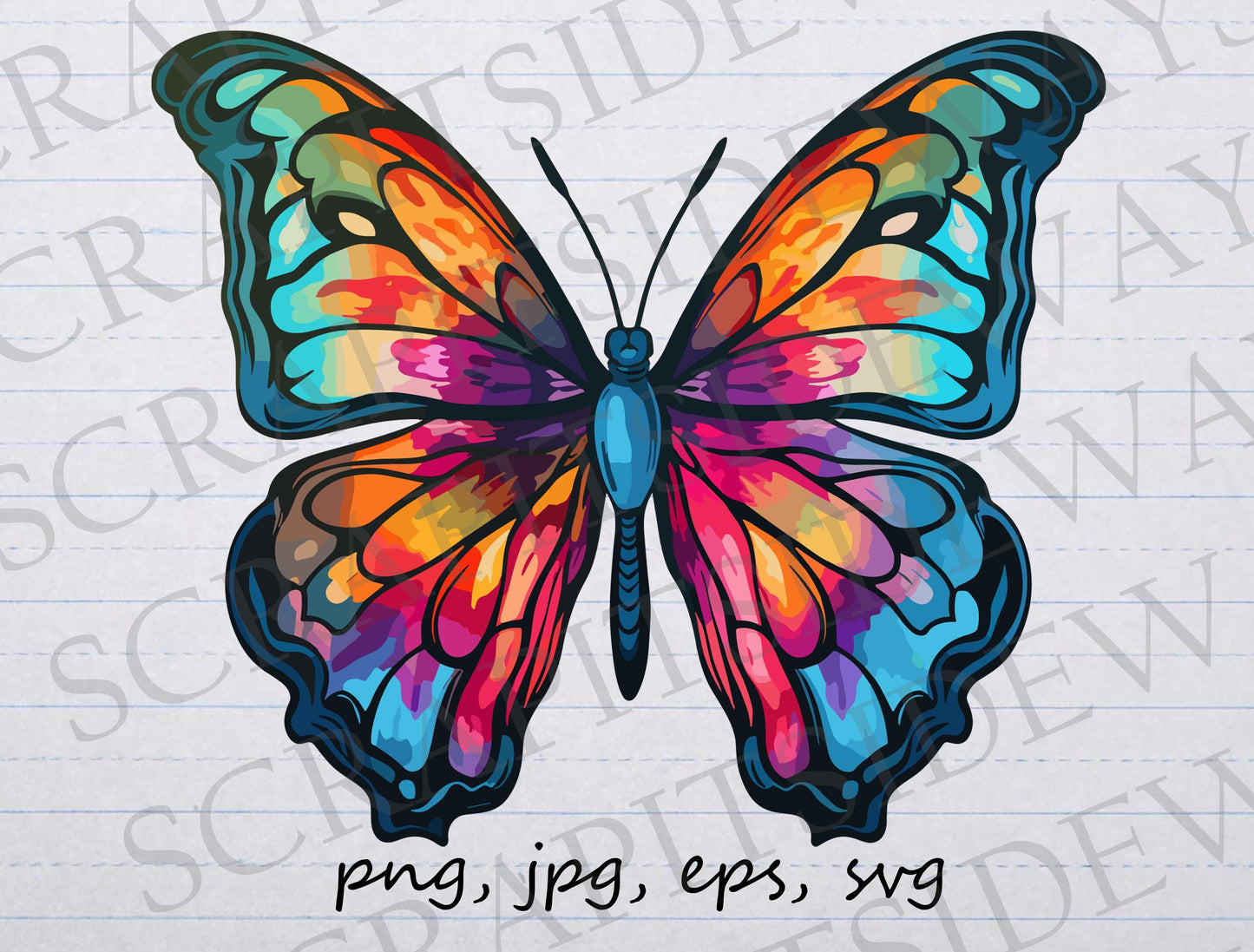 Colorful monarch butterfly clipart vector graphic svg png jpg eps butterflies rainbow tie dye butterfly