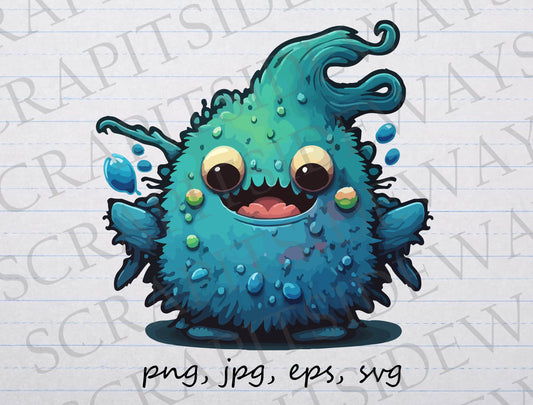 Cute blob monster clipart vector graphic svg png jpg eps creepy cute creature