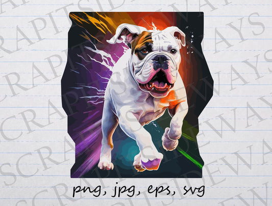 Bulldog running clipart vector graphic svg png jpg eps dog puppy colorful