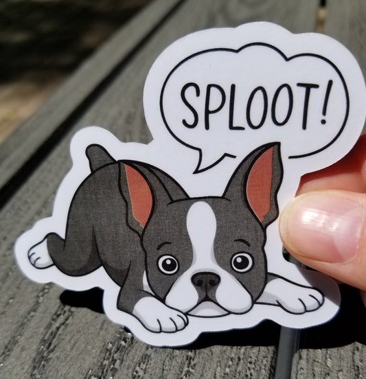 Boston terrier sploot vinyl sticker 3 inches, water resistant decal, splooting, cute boston terrier, cute dog, funny dog sticker, boston mom