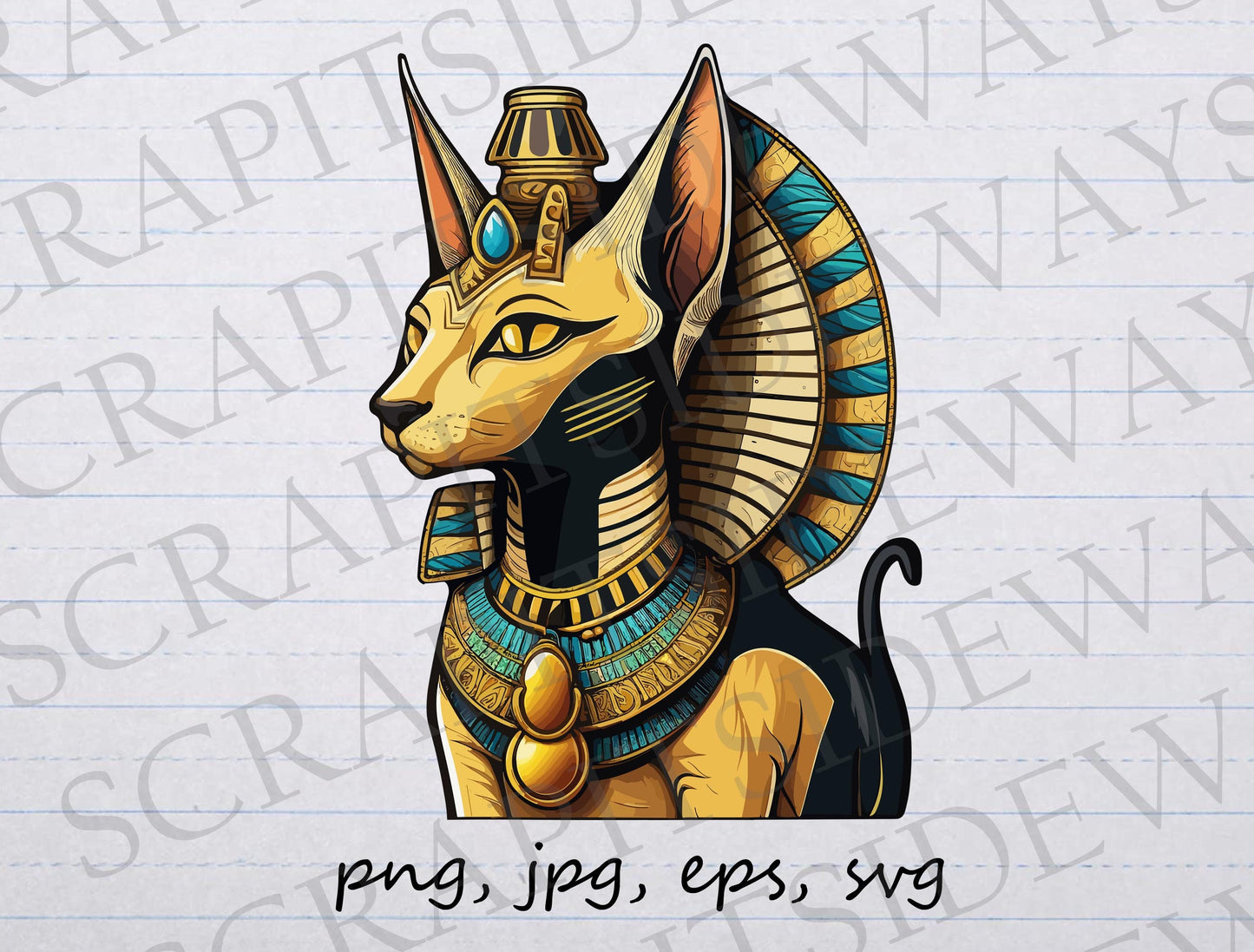 Ancient Egyptian cat God clipart vector graphic svg png jpg eps Egypt kitty