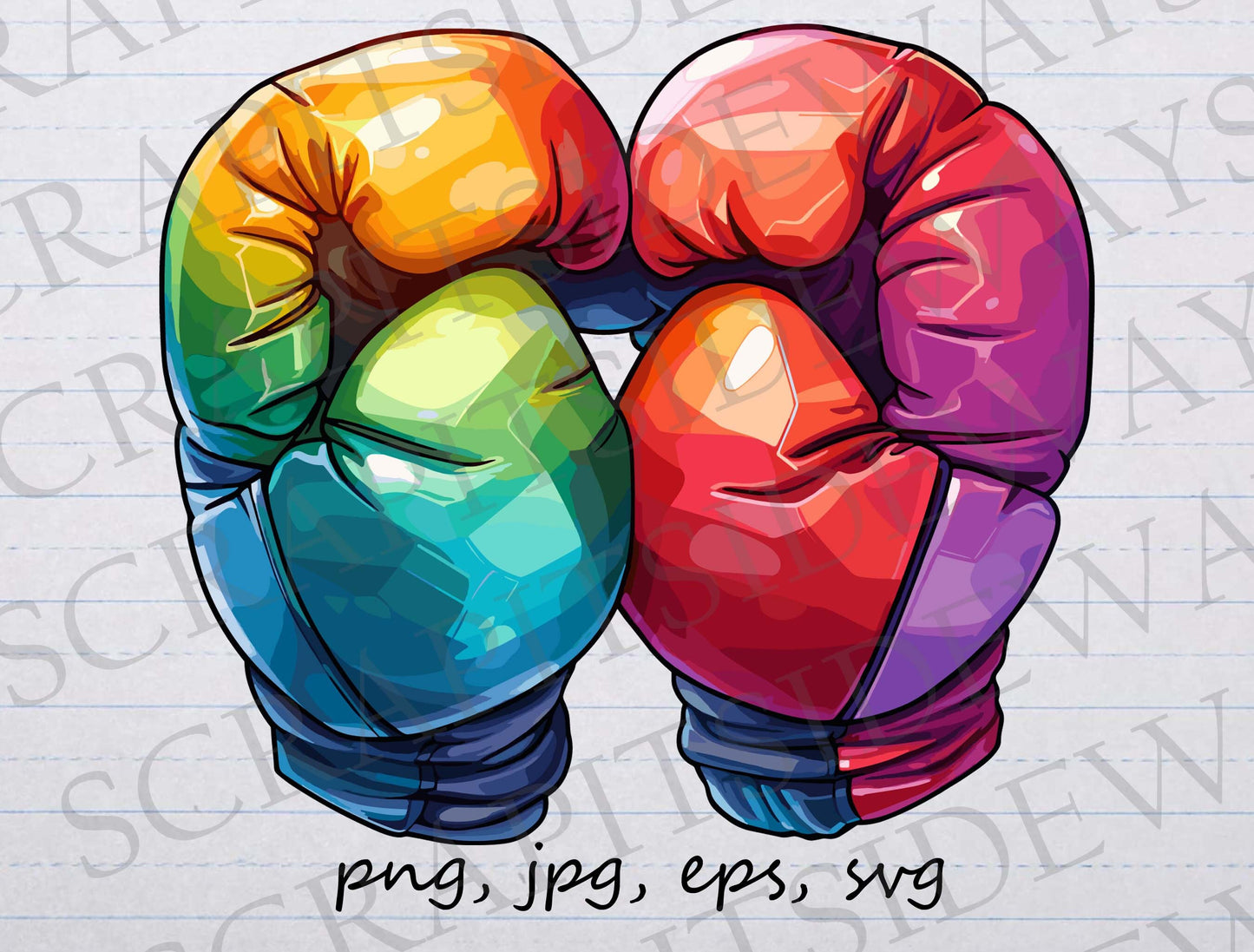 Rainbow boxing gloves clip art clipart vector graphic svg png jpg eps sports, colorful boxing gloves, boxing mitts