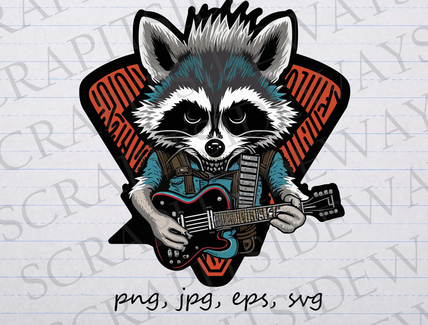 Heavy metal Raccoon clipart vector graphic svg png jpg eps cute punk deathcore rock and roll