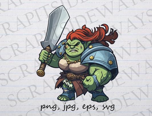 ogre woman clipart vector graphic svg png jpg eps fantasy fairy tale warrior