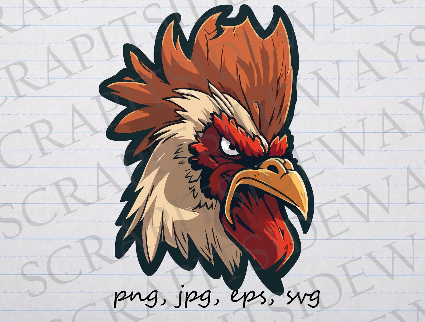 Angry rooster clipart vector graphic svg png jpg eps farm animal chicken