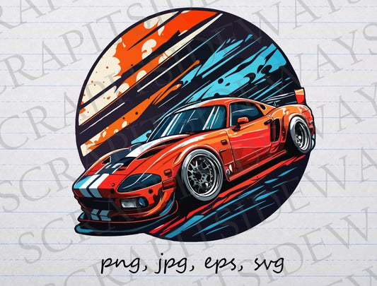 Race car clipart vector graphic svg png jpg eps blue and red automobile