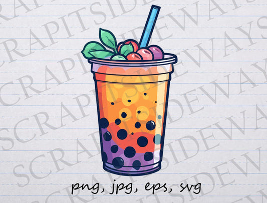 Boba Tea clipart vector graphic svg png jpg eps tea love tea lover drink treat