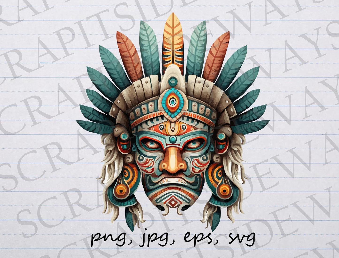 Aztec Mask clipart vector graphic svg png jpg eps sticker design t-shirt design south american mask