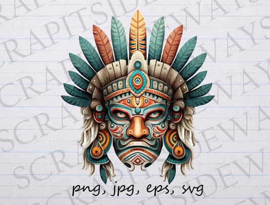 Aztec Mask clipart vector graphic svg png jpg eps sticker design t-shirt design south american mask