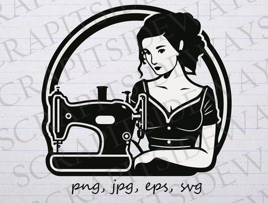 Seamstress clipart vector graphic svg png jpg eps quilting sewing machine