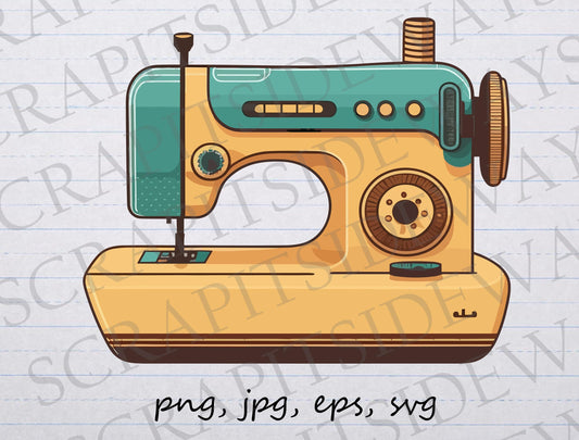 Retro Sewing Machine vector graphic svg png jpg eps clipart seamstress quilting