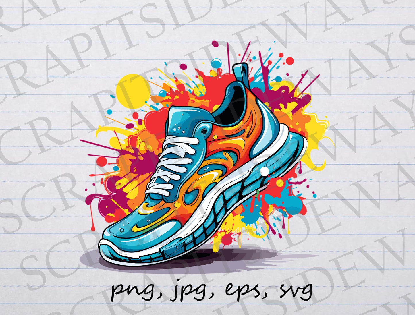 Graffiti Sneaker clipart vector graphic svg png jpg eps, shoe, sneakerhead, sneaker head, colorful sneaker, colorful shoe, cool sneaker