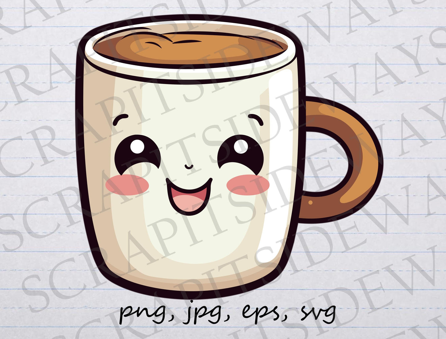 Cute happy coffee mug clipart vector graphic svg png jpg eps teacup coffee cup kawaii coffee