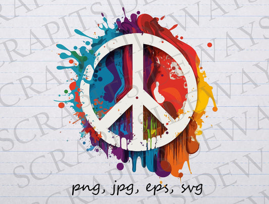 Paint splatter peace sign clipart vector graphic svg png jpg eps sticker design t-shirt design peace symbol