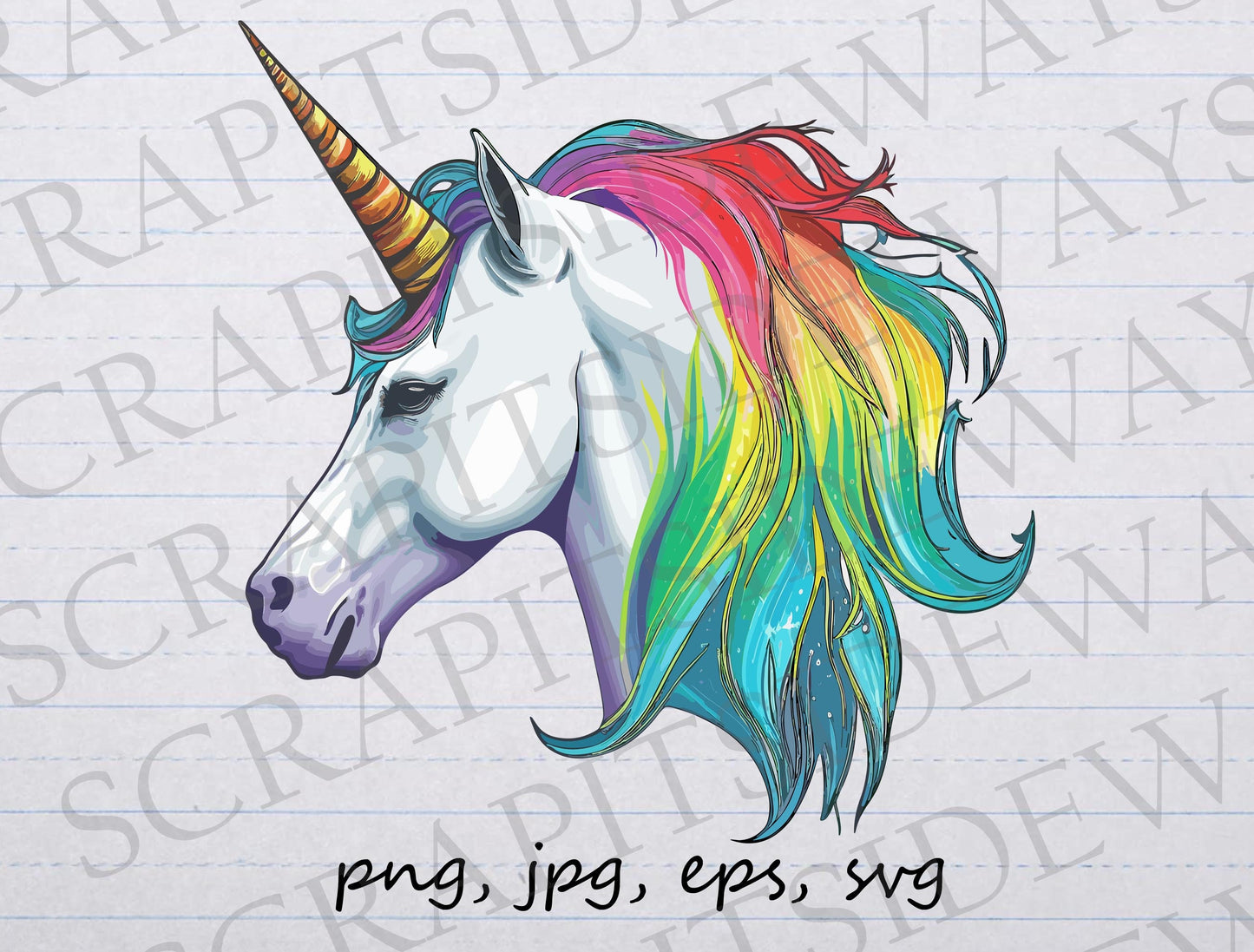 Rainbow unicorn head clipart vector graphic svg png jpg eps sticker design t-shirt design beautiful unicorn