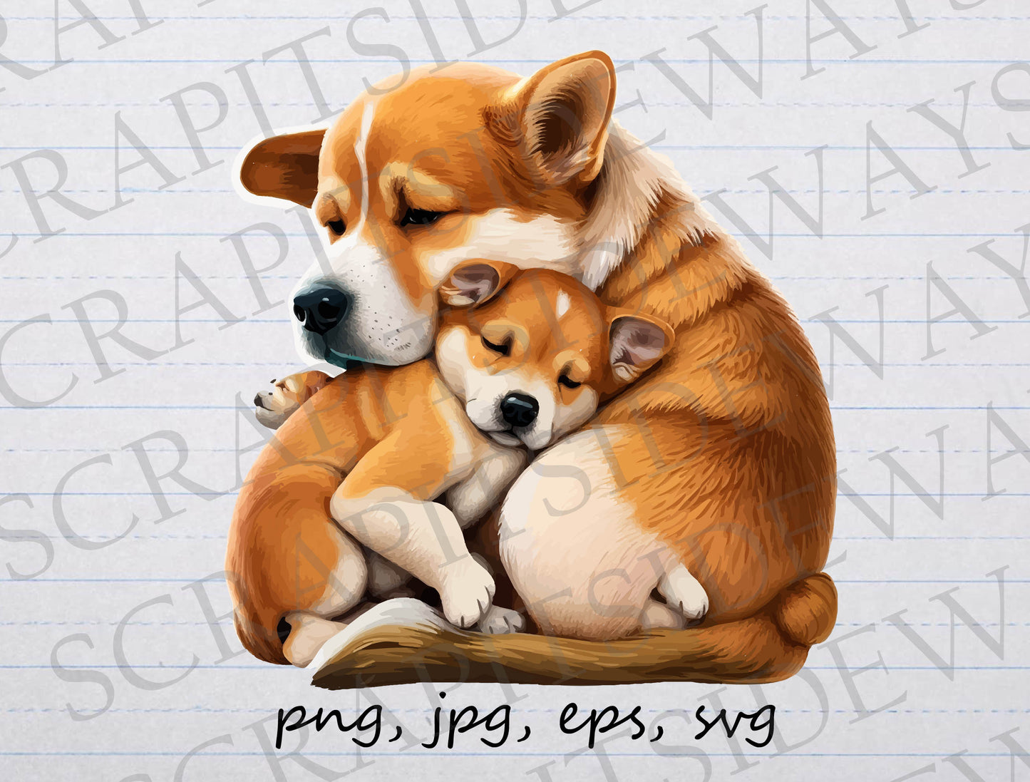 Mama and baby corgi clipart vector graphic svg png jpg eps mom and baby dog