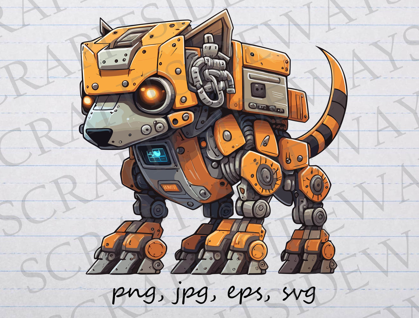 Robot dog clipart vector graphic svg png jpg eps sci fi puppy