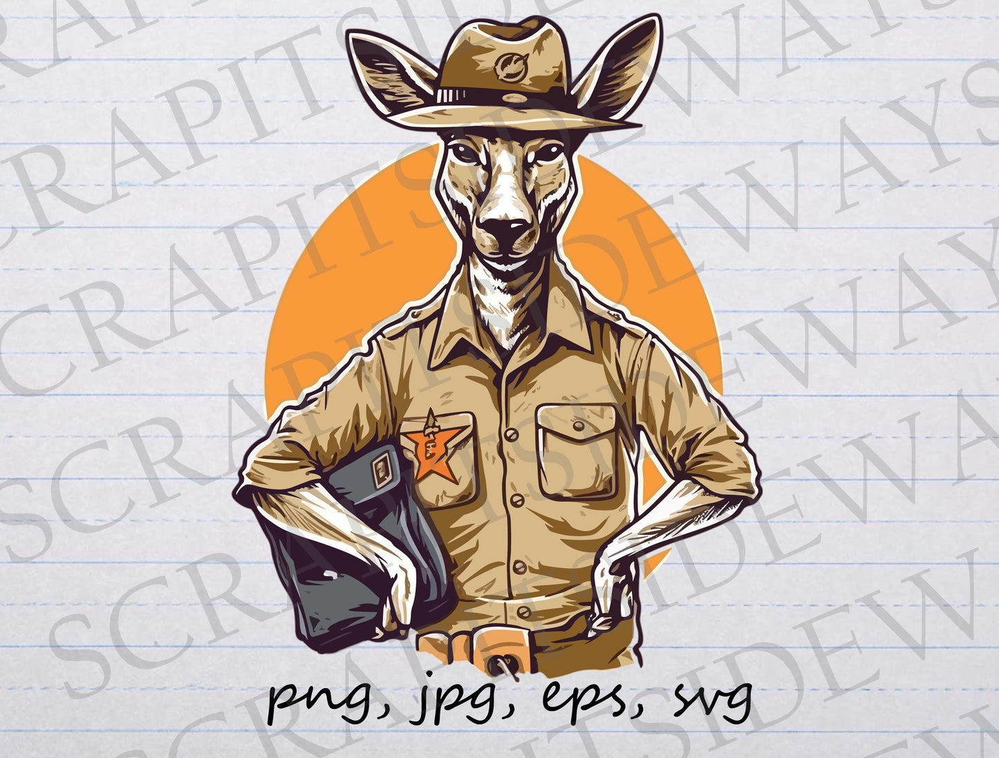 Kangaroo mailman clip art clipart vector graphic svg png jpg eps, kangaroo courier, kangaroo mail man, kangaroo mail carrier, delivery man