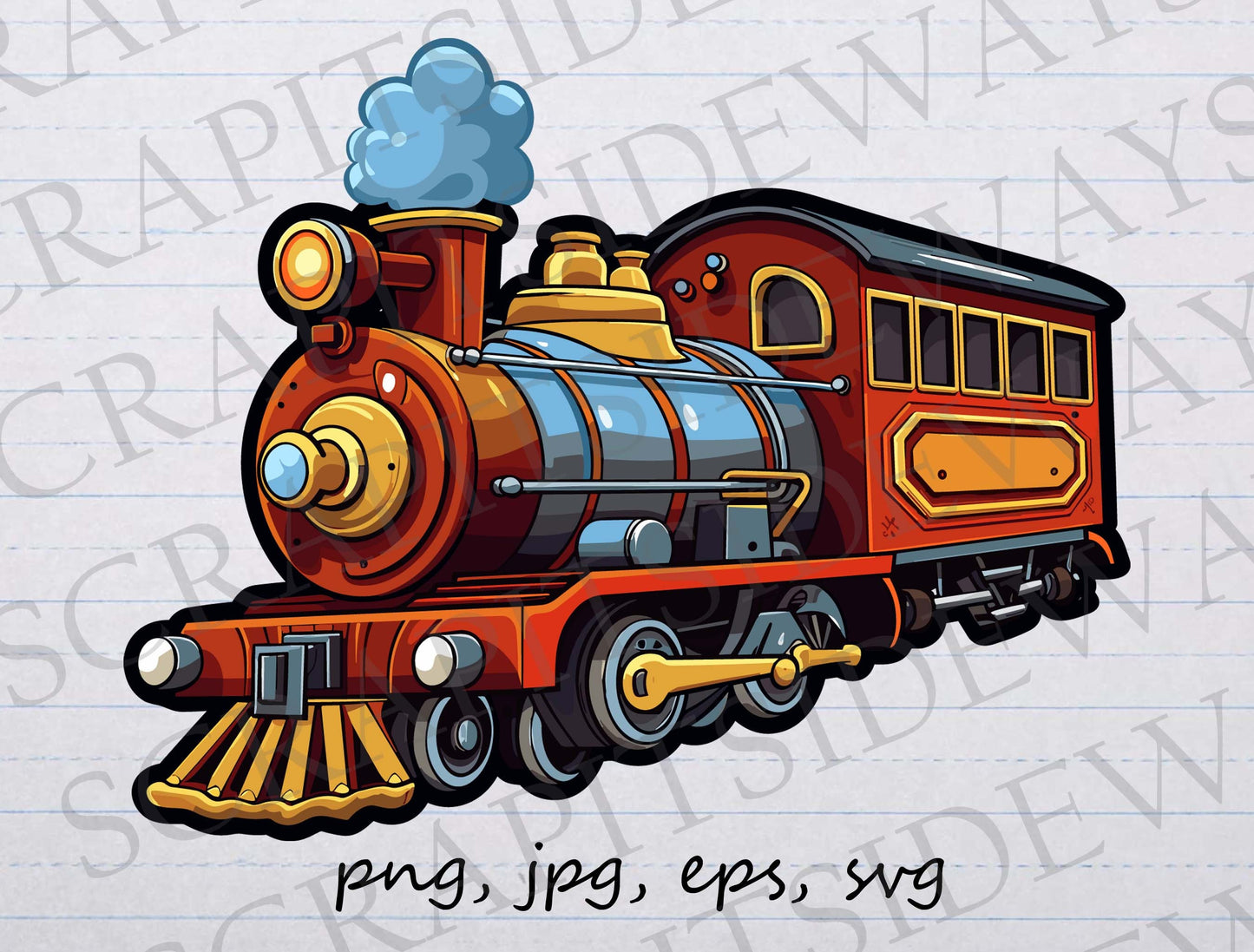 Red train clip art clipart vector graphic svg png jpg eps, locomotive, steam engine, train engine