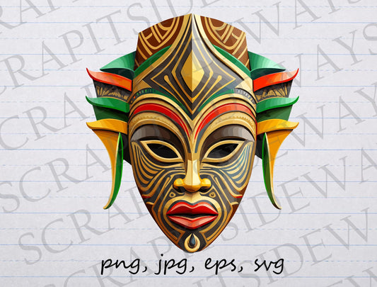 African Mask clipart vector graphic svg png jpg eps sticker design t-shirt design Africa ceremonial mask