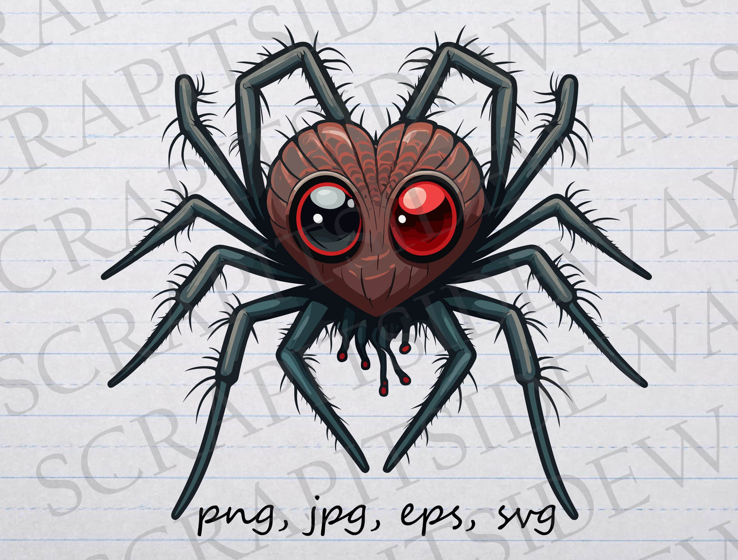 Heart spider clipart vector graphic svg png jpg eps horror monster cute spider arachnid