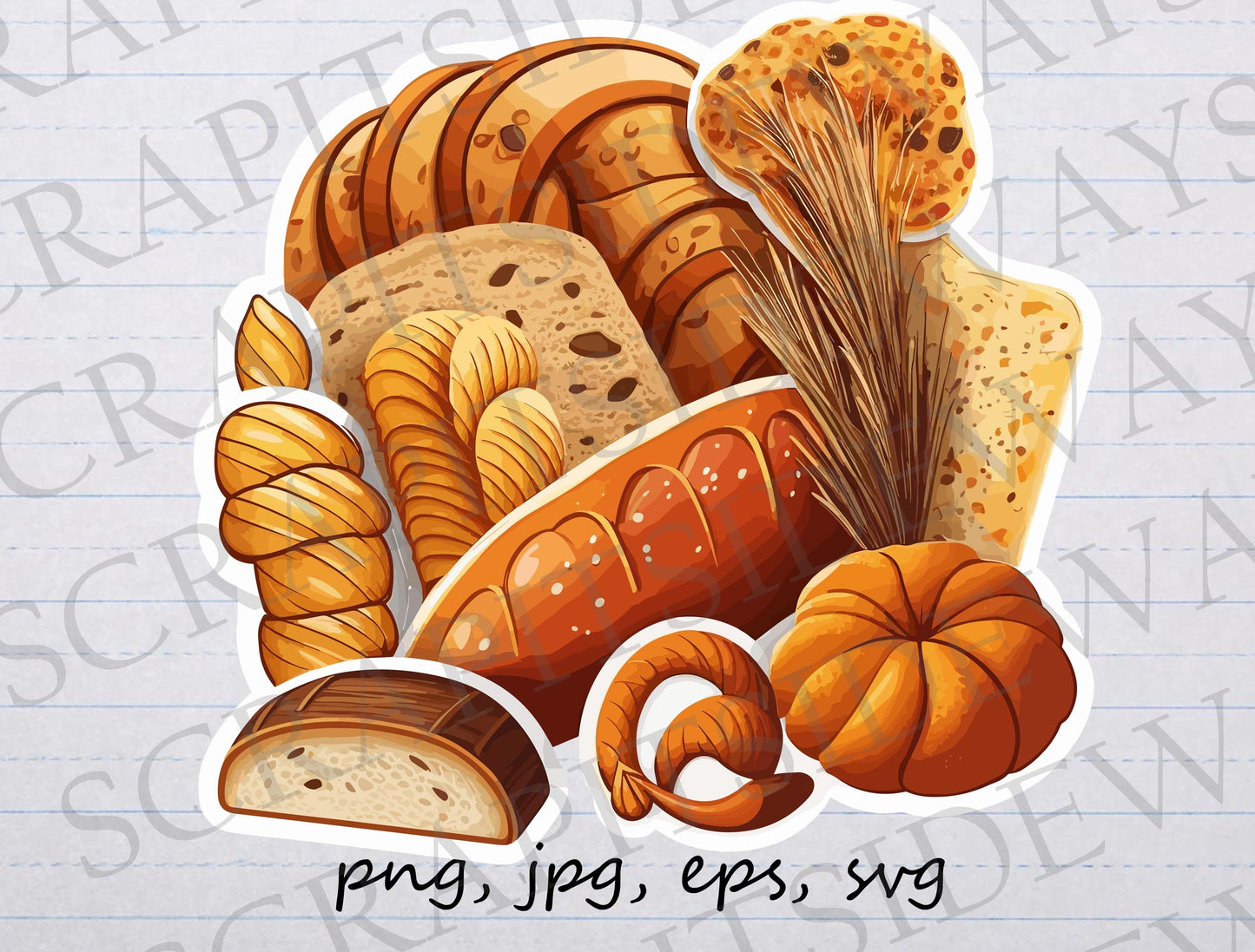 Baked breads clipart vector graphic svg png jpg eps bakery bake shop logo t-shirt design sticker design