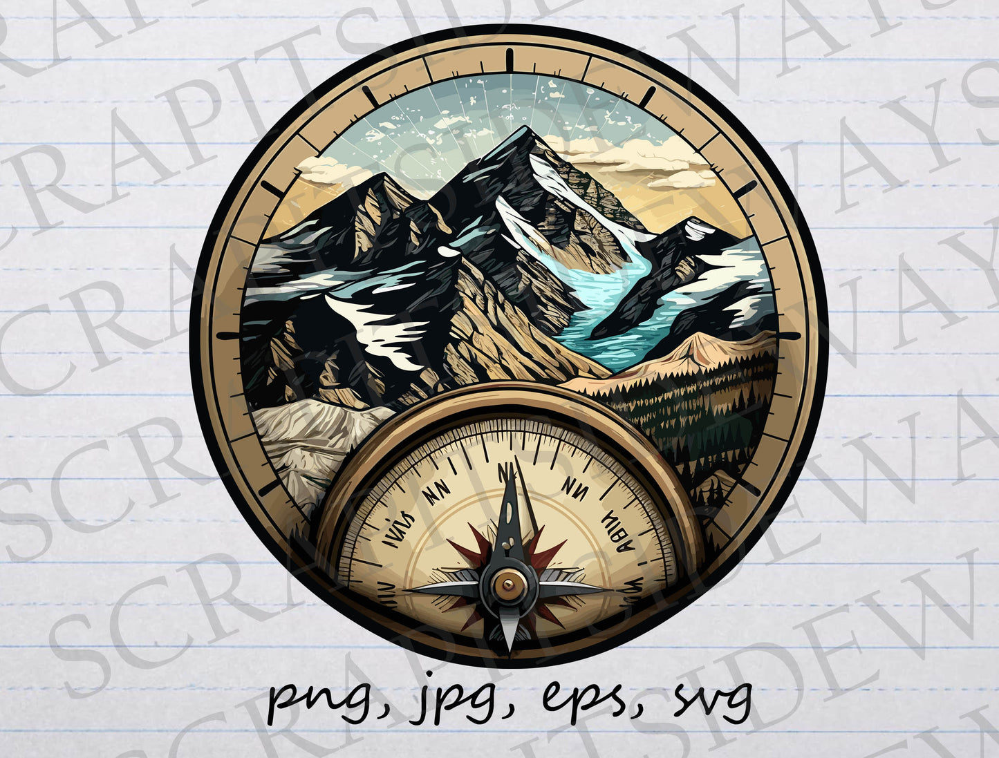 Mountaineering compass clipart vector graphic svg png jpg eps climbing mountain