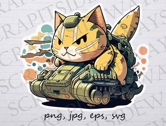 Tank Cat clipart vector graphic svg png jpg eps battle cat soldier military