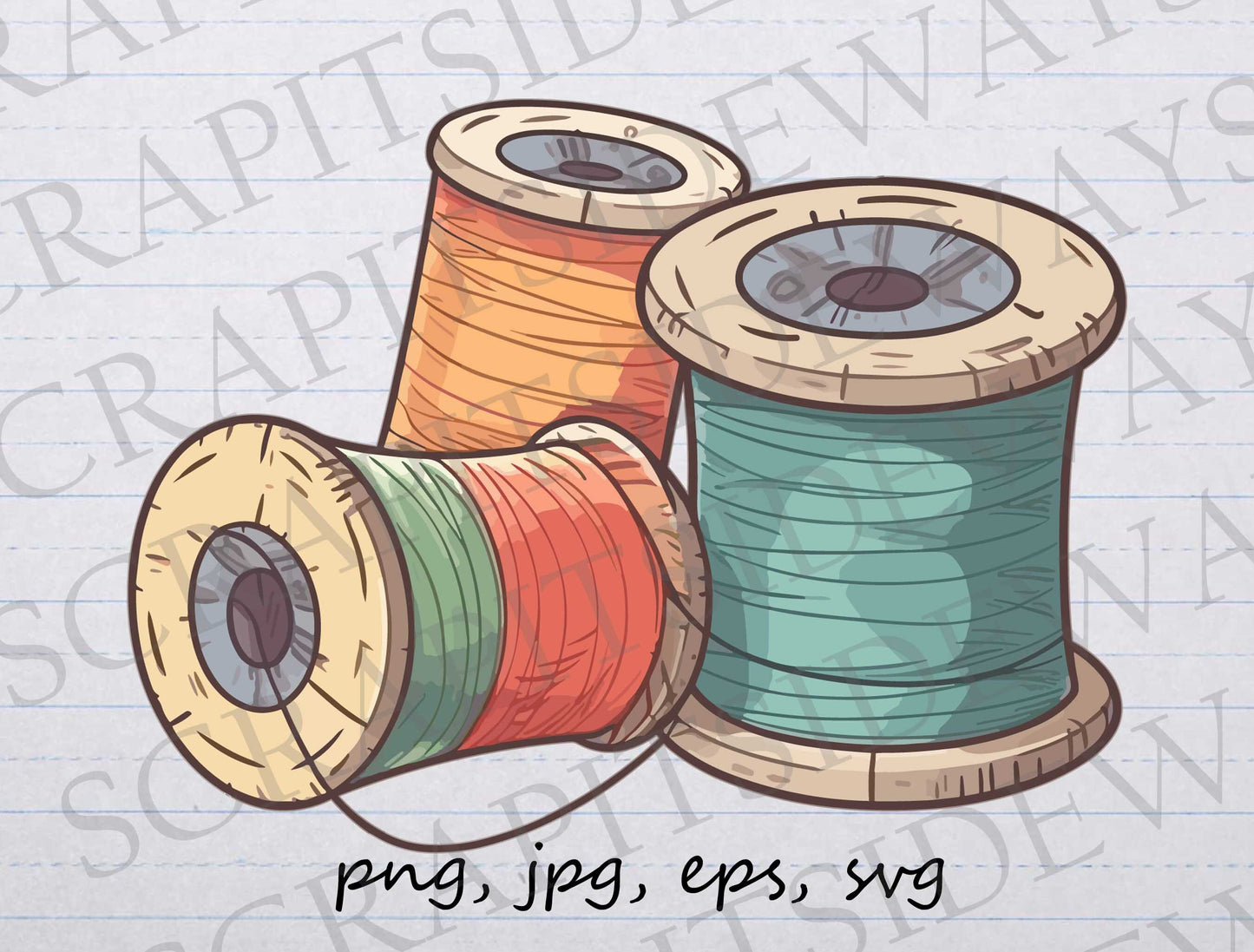 Spools of thread clipart vector graphic svg png jpg eps, quilting, sewing, sewer, embroidery, string