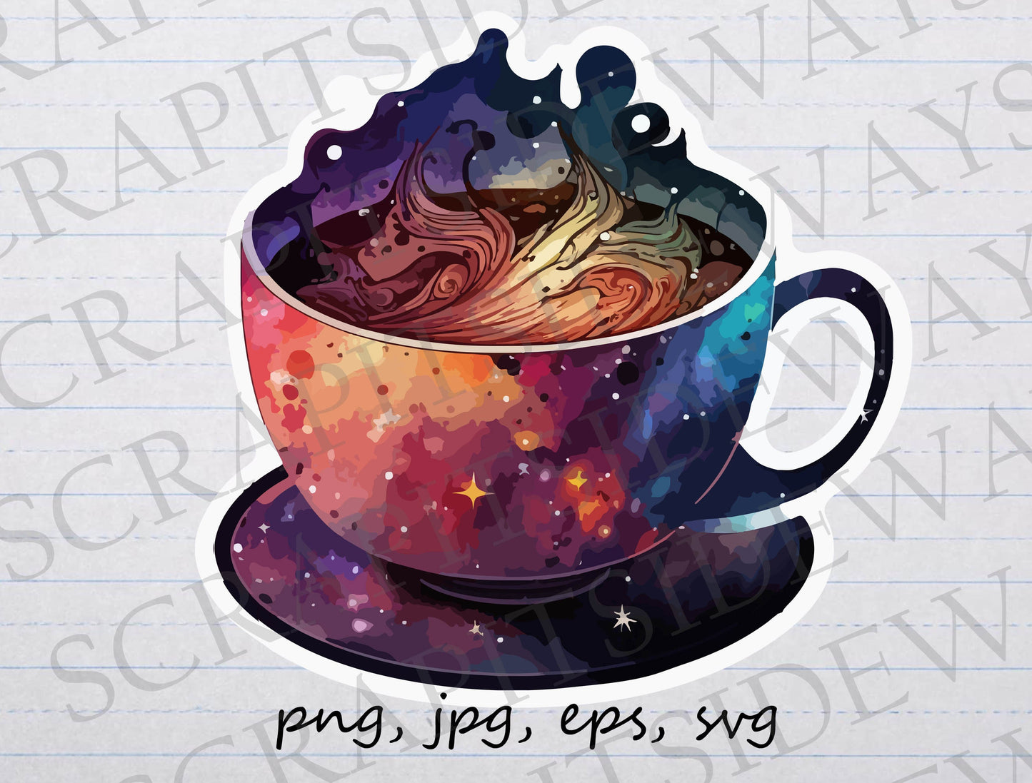 Galaxy tea cup clipart vector graphic svg png jpg eps teacup coffee mug