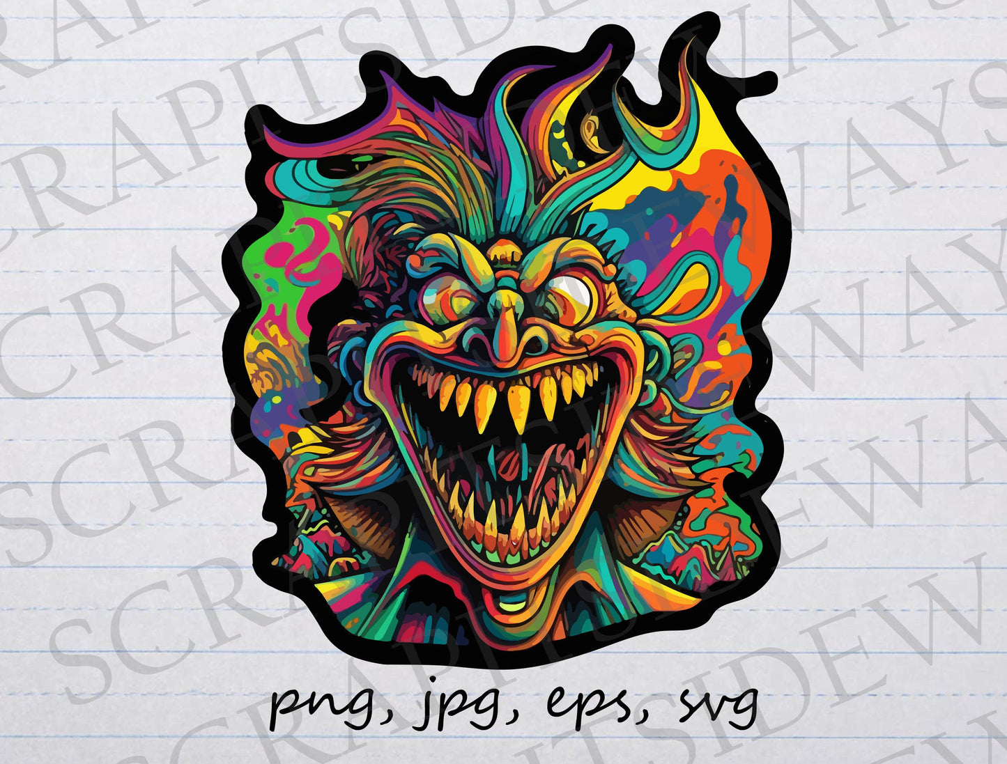 Scary psychedelic man clipart vector graphic svg png jpg eps Halloween trippy