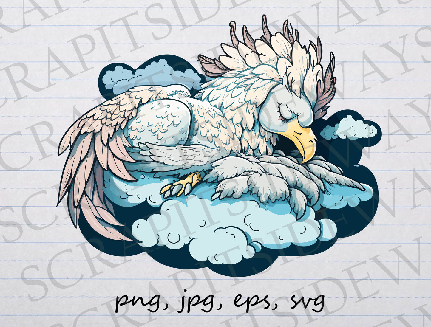 Hippogriff clipart vector graphic svg png jpg eps mythical creature clouds fantasy