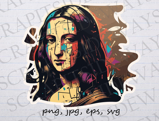 Graffiti Mona Lisa clipart vector graphic svg png jpg eps sticker design t-shirt design  masterpiece classic art