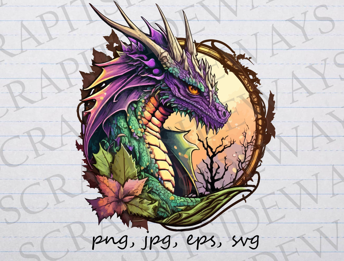 Purple dragon clipart vector graphic svg png jpg eps dragon head