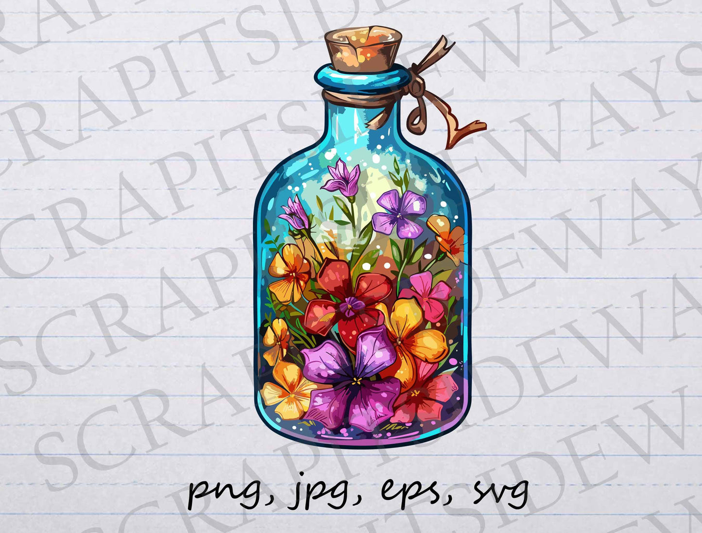 Flower potion clip art clipart vector graphic svg png jpg eps flowers in a bottle, magic potion, fairy potion