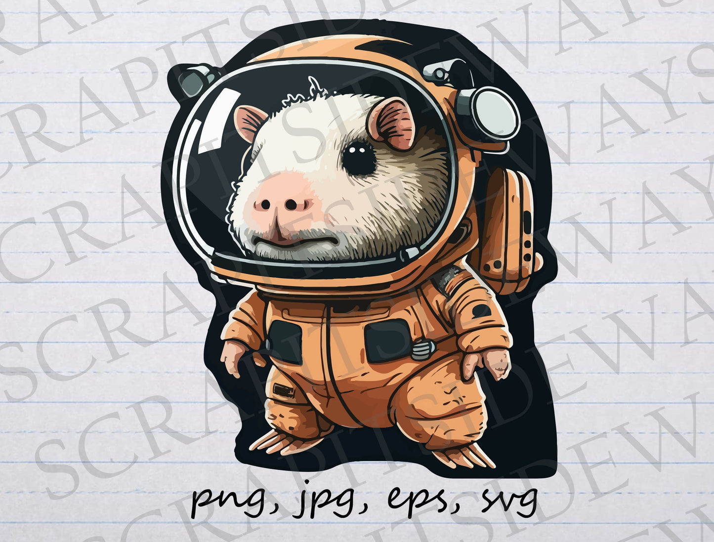 Guinea Pig astronaut clipart vector graphic svg png jpg eps space guinea pig