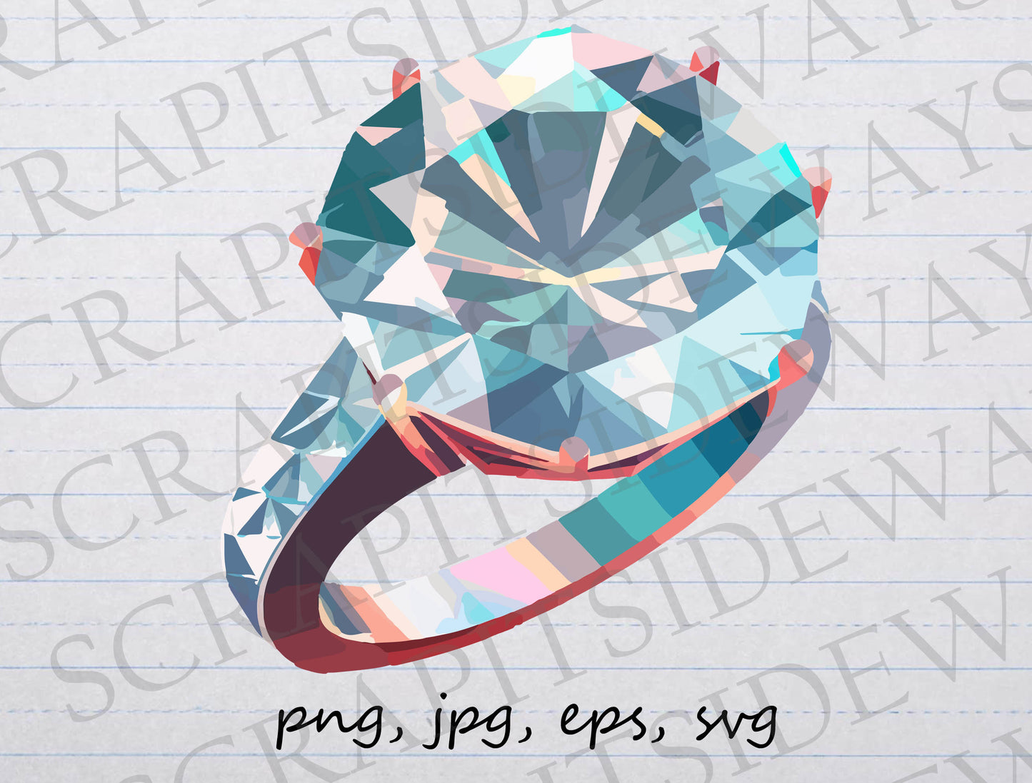 Diamond ring clipart vector graphic svg png jpg eps engagement ring