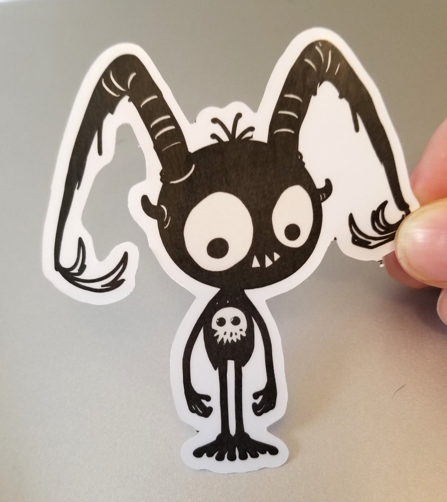 Cute demon vinyl sticker 3 inches, water resistant decal, creepy cute demon, goth sticker, gothic sticker, strange demon, cute monster