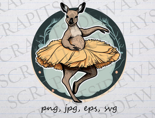 Kangaroo Ballerina clipart vector graphic svg png jpg eps dance