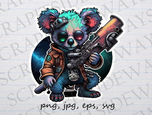 Space pirate koala clipart vector graphic svg png jpg eps space koala astronaut